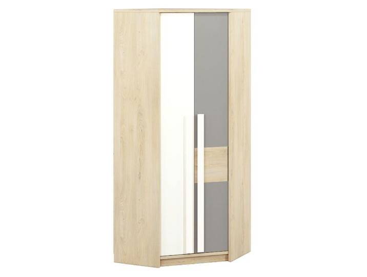 Jugendzimmer - Drehtürenschrank / Eckkleiderschrank Greeley 01, Farbe: Buche / Weiß / Platingrau - Abmessungen: 199 x 82 x 82 cm (H x B x T), mit 2 von easyMÖBEL
