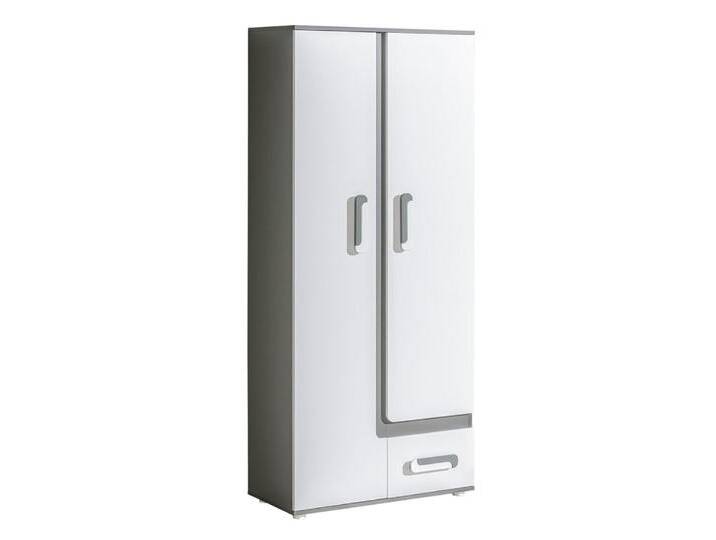 Jugendzimmer - Drehtürenschrank / Kleiderschrank Oskar 03, Farbe: Anthrazit / Weiß - 192 x 85 x 40 cm (H x B x T) von easyMÖBEL