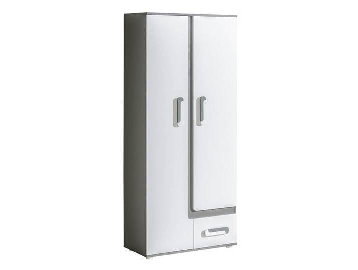 Jugendzimmer - Drehtürenschrank / Kleiderschrank Oskar 03, Farbe: Anthrazit / Weiß - 192 x 85 x 40 cm (H x B x T) von easyMÖBEL