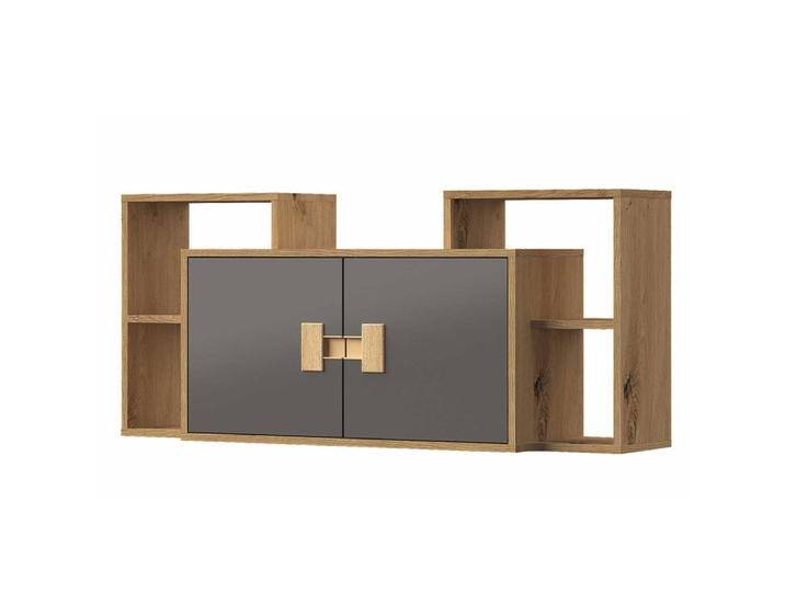 Jugendzimmer - Hängeschrank Garian 12, Farbe: Eiche / Grau - Abmessungen: 53 x 120 x 32 cm (H x B x T) von easyMÖBEL