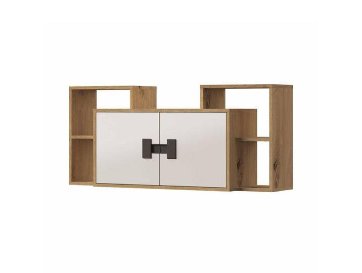 Jugendzimmer - Hängeschrank Garian 12, Farbe: Eiche / Weiß / Grau - Abmessungen: 53 x 120 x 32 cm (H x B x T) von easyMÖBEL