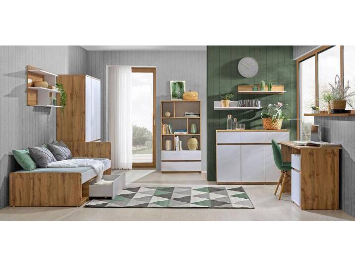 Jugendzimmer Kinderzimmer Komplett - Set C Alard, 8-teilig, Farbe: Eiche / Weiß Jugendzimmer Kinderzimmer Komplett - Set C Alard, 8-teilig, Farbe: Eiche / Weiß von easyMÖBEL