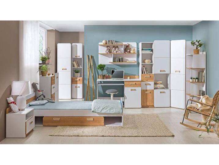 Jugendzimmer Kinderzimmer Komplett - Set J Dennis, 10-teilig, Farbe: Esche Weiß Jugendzimmer Kinderzimmer Komplett - Set J Dennis, 10-teilig, Farbe: Esche Weiß von easyMÖBEL