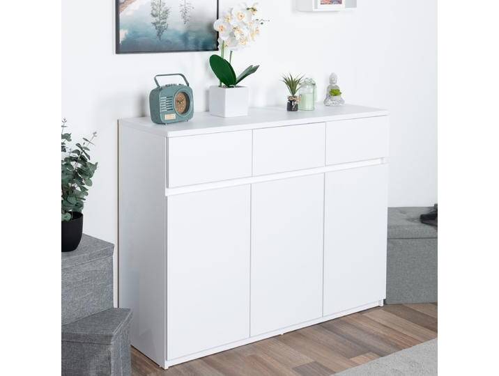 Jugendzimmer - Kommode Alard 06, Farbe: Weiß - Abmessungen: 94 x 120 x 40 cm (H x B x T) von easyMÖBEL