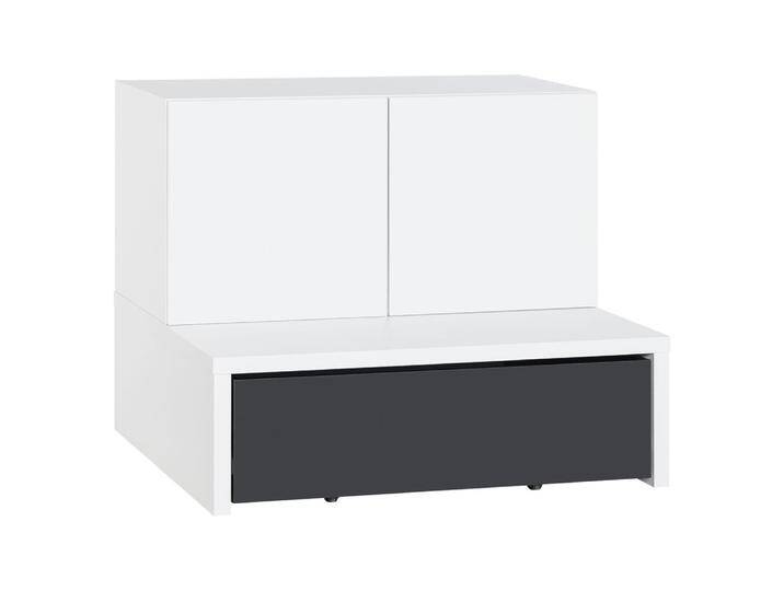 Jugendzimmer - Kommode Marincho 06, 2-teilig, Farbe: Weiß / Schwarz - Abmessungen: 89 x 107 x 95 cm (H x B x T) von easyMÖBEL