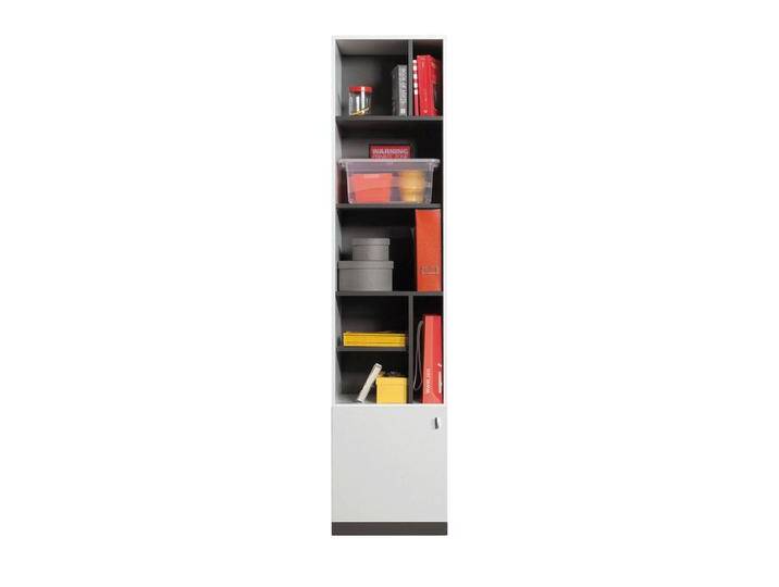 Jugendzimmer Regal Ohey 06, Farbe: Grau / Weiß - Abmessungen: 195 x 45 x 40 cm (H x B x T) von easyMÖBEL