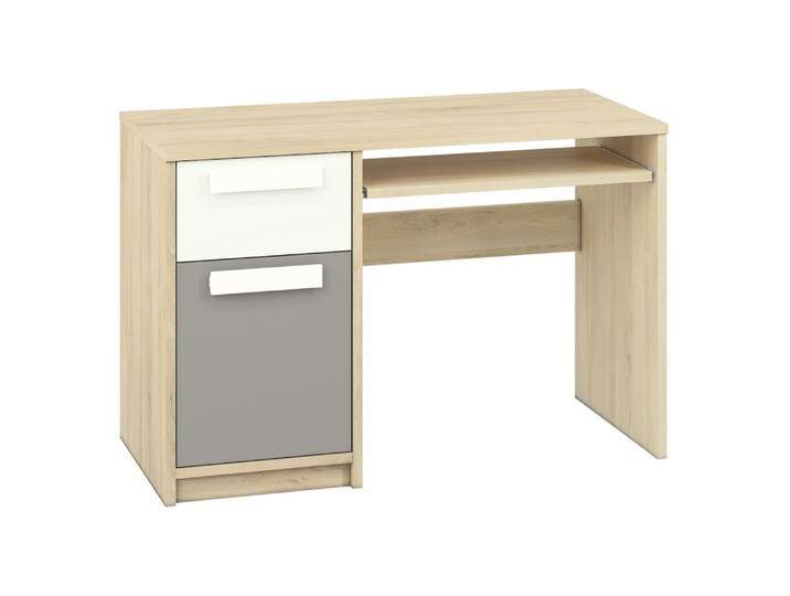 Jugendzimmer - Schreibtisch Greeley 14, Farbe: Buche / Weiß / Platingrau - Abmessungen: 78 x 119 x 55 cm (H x B x T), mit 1 Tür, 1 Schublade und 2 von easyMÖBEL