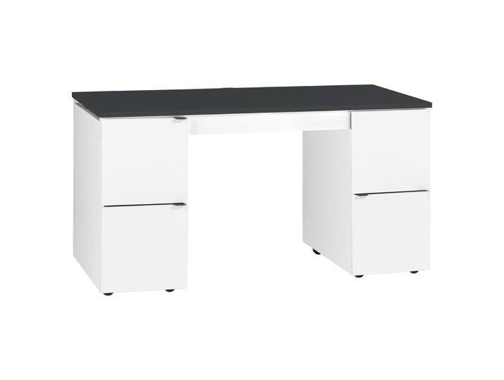 Jugendzimmer Schreibtisch Marincho 71 Weiß/Schwarz 80x138x65 cm Viel Stauraum Modernes Design Flexible Rollcontainer von easyMÖBEL
