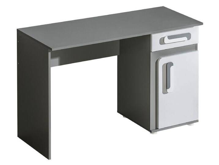 Jugendzimmer - Schreibtisch Oskar 09, Farbe: Anthrazit / Weiß - 80 x 120 x 50 cm (H x B x T) von easyMÖBEL