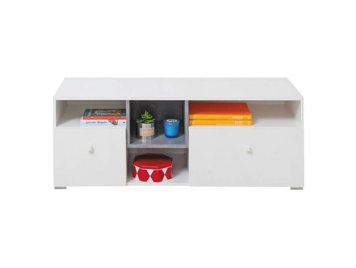Jugendzimmer TV Unterschrank Lede 09 Grau / Weiß 120x45x45 cm Modernes Design Viel Stauraum ABS-Kanten von easyMÖBEL