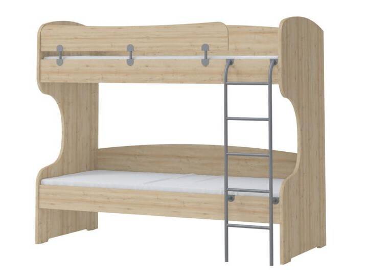 Kinderbett / Etagenbett Benjamin 03 Buche-Optik 90 x 200 cm Liegefläche Flexible Leiter Hochwertiger Holzwerkstoff Modernes Design von easyMÖBEL