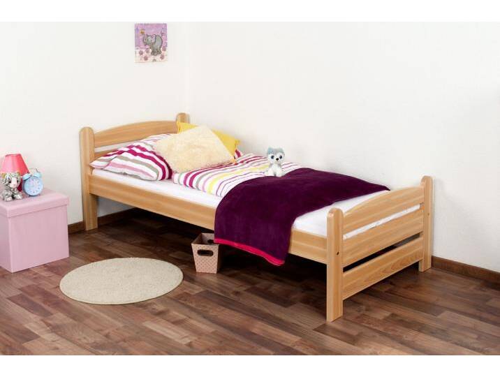 Kinderbett / Jugendbett Buche massiv Vollholz Natur 118, inkl. Lattenrost - Abmessung 80 x 200 cm (B x L) von easyMÖBEL