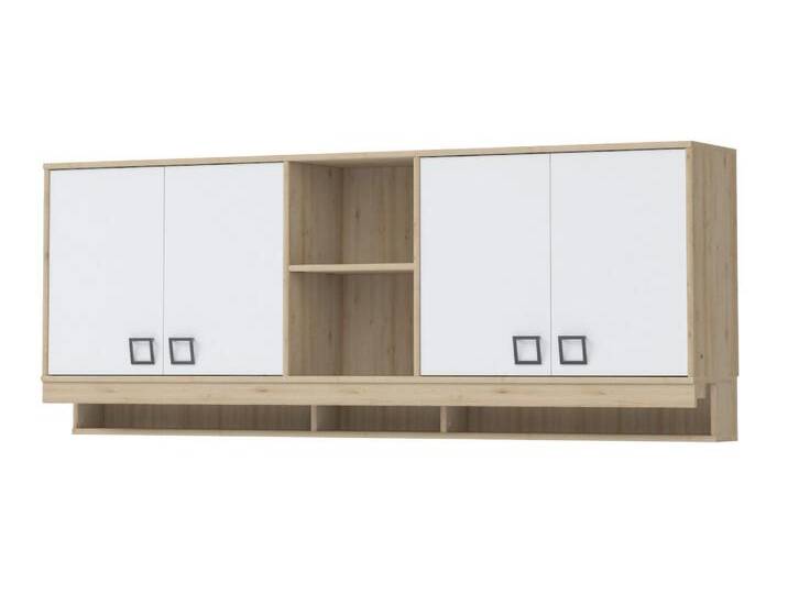 Kinderzimmer - Hängeschrank Benjamin 23, Farbe: Buche / Weiß - 82 x 209 x 37 cm (H x B x T) von easyMÖBEL