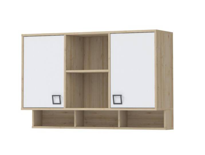 Kinderzimmer - Hängeschrank Benjamin 24, Farbe: Buche / Weiß - 82 x 128 x 37 cm (H x B x T) von easyMÖBEL