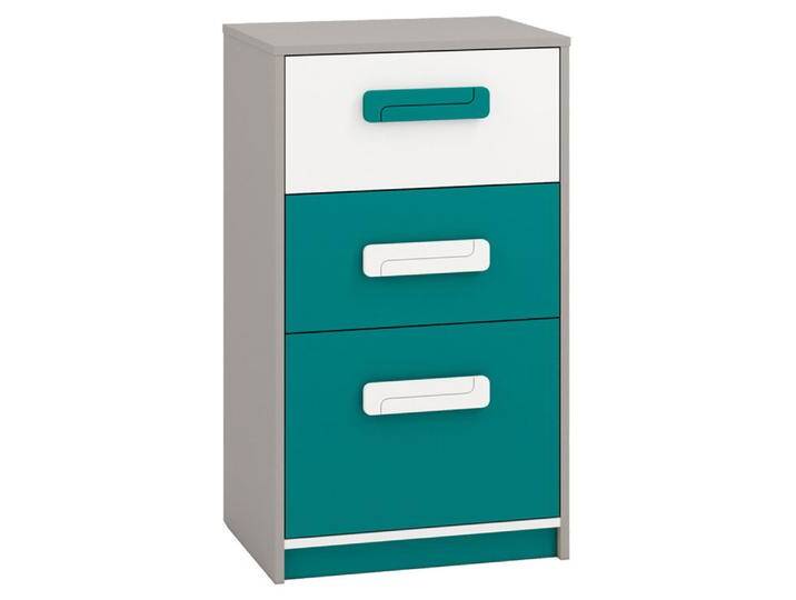 Kinderzimmer - Kommode Renton 17, Farbe: Platingrau / Weiß / Blaugrün - Abmessungen: 94 x 54 x 40 cm (H x B x T), mit 3 Schubladen von easyMÖBEL