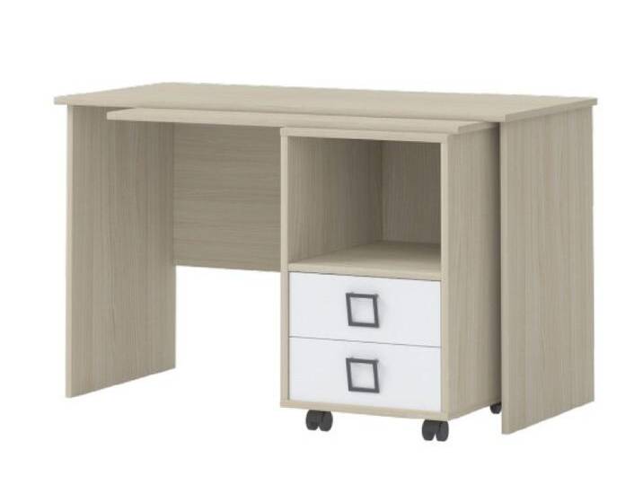 Kinderzimmer - Schreibtisch Benjamin 29, Farbe: Esche / Weiß - Abmessungen: 76 x 125 x 60 cm (H x B x T) von easyMÖBEL