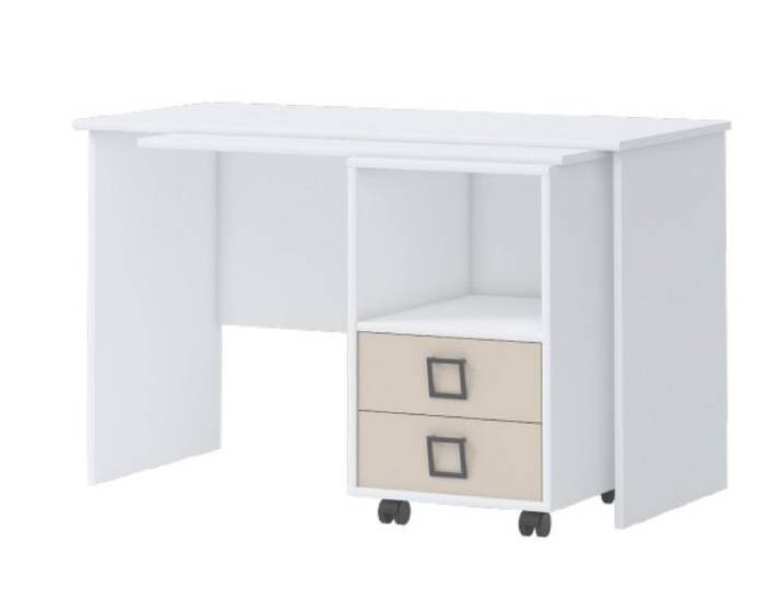 Kinderzimmer - Schreibtisch Benjamin 29, Farbe: Weiß / Creme - Abmessungen: 76 x 125 x 60 cm (H x B x T) von easyMÖBEL