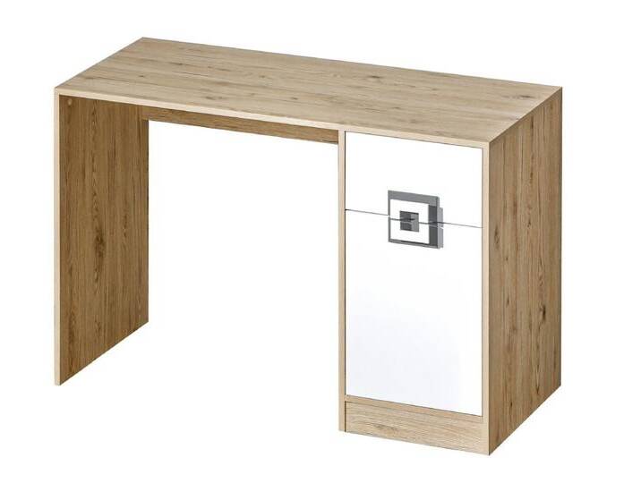 Kinderzimmer - Schreibtisch Fabian 10, Farbe: Eiche Hellbraun / Weiß / Grau - 78 x 120 x 50 cm (H x B x T) von easyMÖBEL