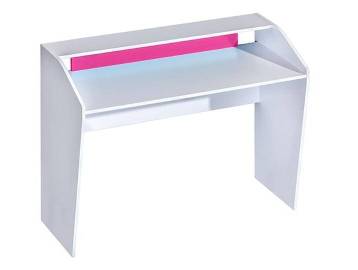 Kinderzimmer - Schreibtisch Frank 09, Farbe: Weiß / Rosa - 91 x 120 x 50 cm (H x B x T) von easyMÖBEL