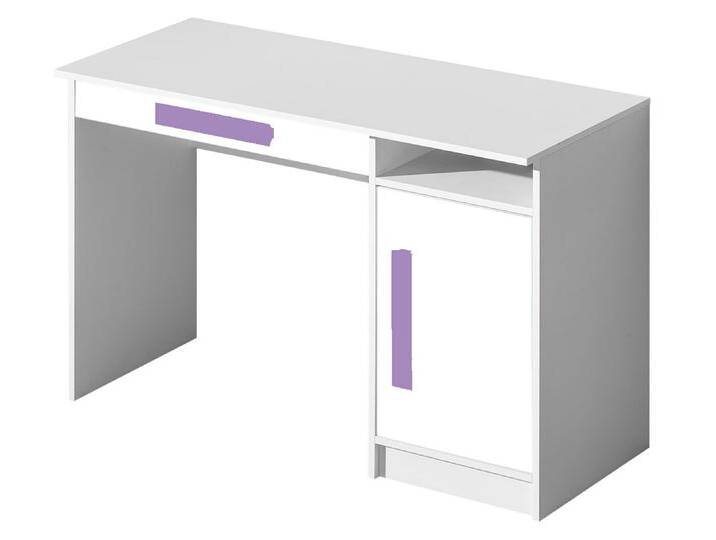 Kinderzimmer - Schreibtisch Walter 09, Farbe: Weiß Hochglanz / Lila - 80 x 120 x 50 cm (H x B x T) von easyMÖBEL