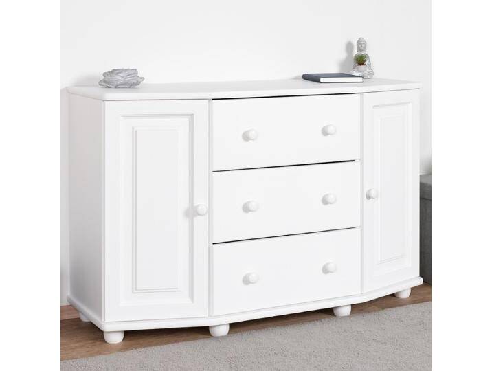 Klassische Kommode in Weiß Junco 170, Kiefer Massivholz, 78 x 120 x 47 cm, mit 3 Schubladen und 4 Fächern, qualitativ hochwertig verarbeitet, robus Klassische Kommode in Weiß Junco 170, Kiefer Massivholz, 78 x 120 x 47 cm, mit 3 Schubladen und 4 Fächern, qualitativ hochwertig verarbeitet, robus von easyMÖBEL