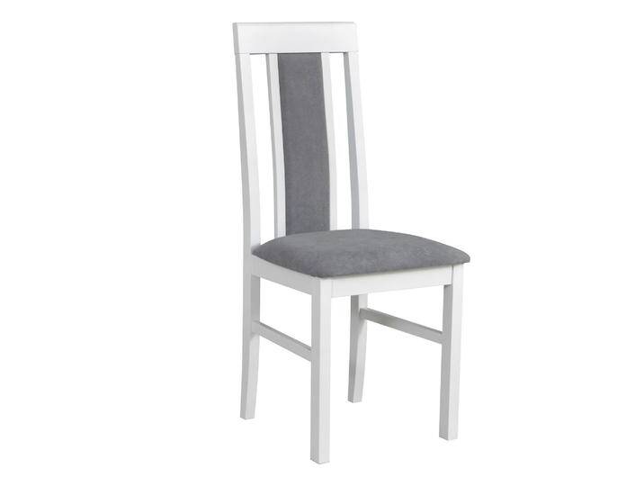 Klassischer Esszimmersessel Nasran, graue Polsterung, Sitzhöhe von 47 cm, robustes Buchenmassivholz in Weiß, langlebig, hochwertiges Material von easyMÖBEL