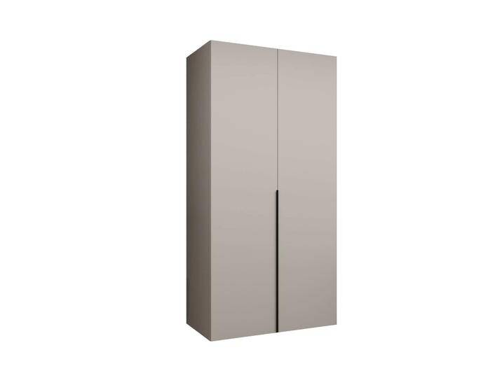 Kleiderschrank / Drehtürenschrank Eiger 09, Farbe: Kaschmir, zwei Türen, eine Kleiderstange, 1 Meter breit, ein Fach, Griffe: Schwarz, Soft-Close-F Kleiderschrank / Drehtürenschrank Eiger 09, Farbe: Kaschmir, zwei Türen, eine Kleiderstange, 1 Meter breit, ein Fach, Griffe: Schwarz, Soft-Close-F von easyMÖBEL