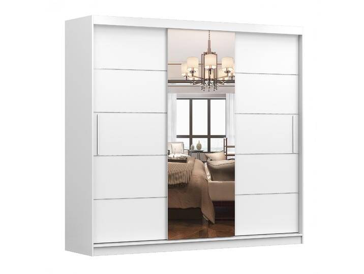 Kleiderschrank / Schiebetürenschrank 2,3 Meter breit / Kleiderschrank Gorski 67 Weiß mit Spiegel 3 Türen Griffe: Metall 218 x 233 x 61 Kleiderschrank / Schiebetürenschrank 2,3 Meter breit / Kleiderschrank Gorski 67 Weiß mit Spiegel 3 Türen Griffe: Metall 218 x 233 x 61 von easyMÖBEL