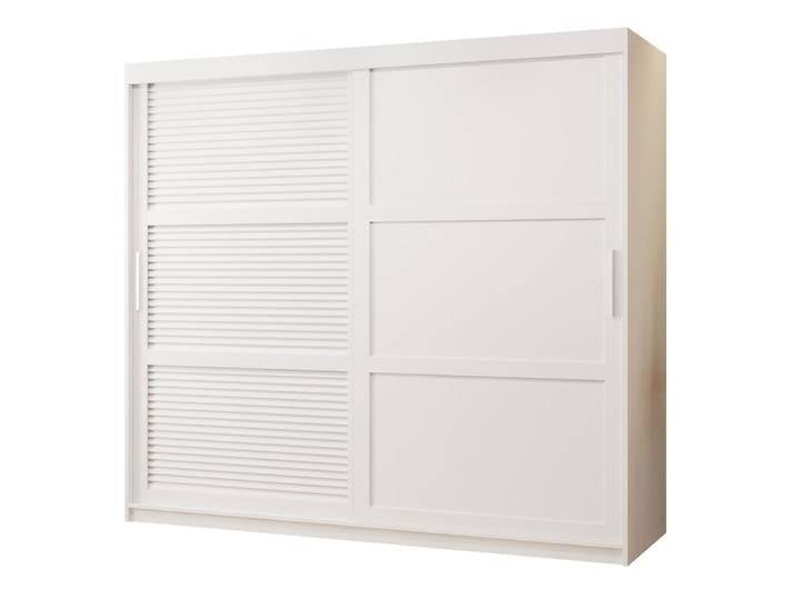 Kleiderschrank im schlichten Design Täschhorn 21, genügend Stauraum, Weiß Matt, Maße: 200 x 200 x 62 cm, mit neun Holzeinlegeböden und zwei Klei von easyMÖBEL