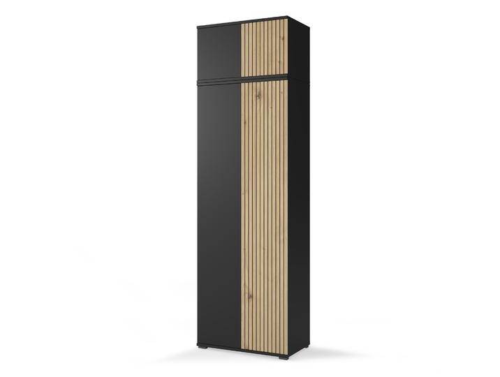 Kleiderschrank mit Schrankaufsatz Valtierrilla 03, Farbe: Eiche Artisan / Schwarz, Push-to-open Funktion, ausziehbare Kleiderstange, Maße: 225 x 70 Kleiderschrank mit Schrankaufsatz Valtierrilla 03, Farbe: Eiche Artisan / Schwarz, Push-to-open Funktion, ausziehbare Kleiderstange, Maße: 225 x 70 von easyMÖBEL