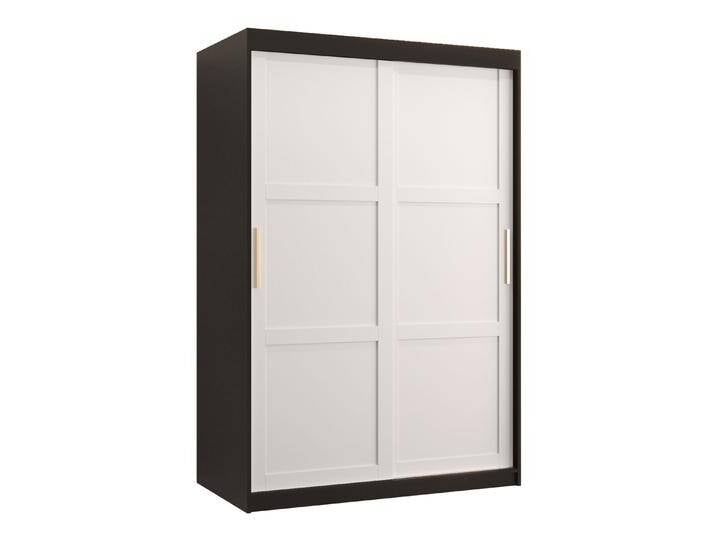Kleiderschrank Liskamm 07 mit schlichtem Design Schwarz matt / Weiß matt 200 x 120 x 62 cm 5 Fächer 2 Kleiderstangen Schiebetüren von easyMÖBEL