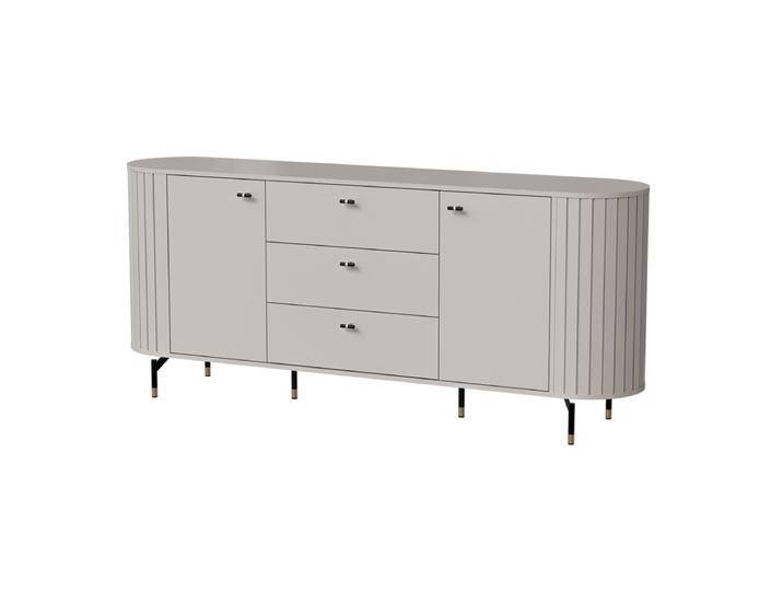 Kommode / Sideboard Annelin 04 mit 3 Schubladen, in Kaschmir, Griffe und Füße aus Metall in Schwarzgold, 81 x 190 x 40 cm, Soft Closing System, 4 F von easyMÖBEL