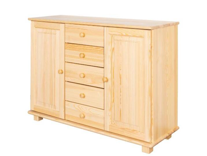 Kommode, Natur, 85x118x42 cm, Massivholz, 5 Schubladen & 4 Fächer, Landhaus/Modern von easyMÖBEL