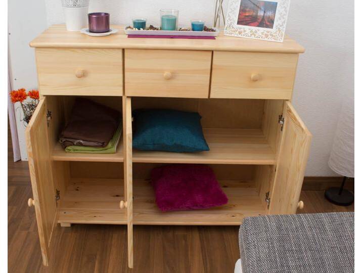 Kommode, Natur, 100x118x42 cm, Massivholz, 3 Schubladen & 4 Fächer, Landhaus & Modern von easyMÖBEL