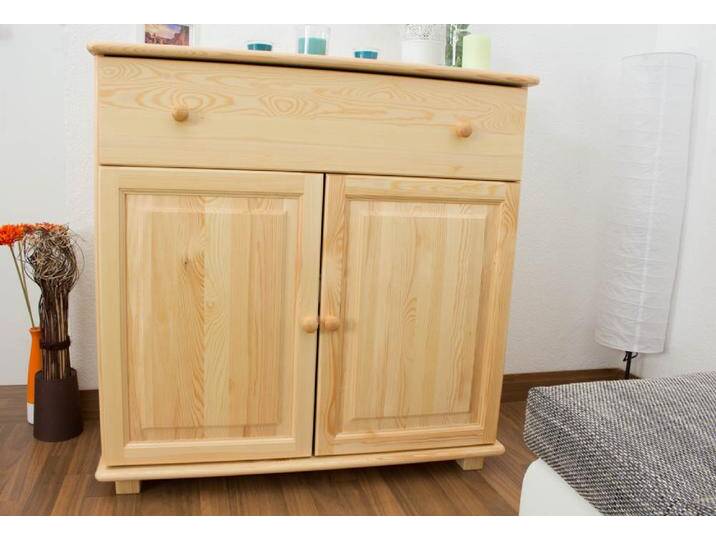 Kommode, Natur, 100x100x47 cm, Massivholz, 1 Schublade & 2 Fächer, Landhaus & Modern von easyMÖBEL