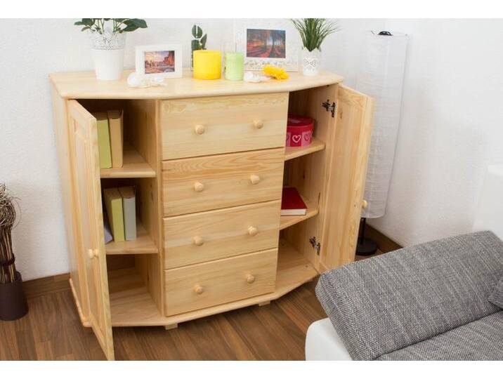 Kommode, Natur, 100x118x47 cm, Massivholz, 4 Schubladen, Landhaus & Modern von easyMÖBEL