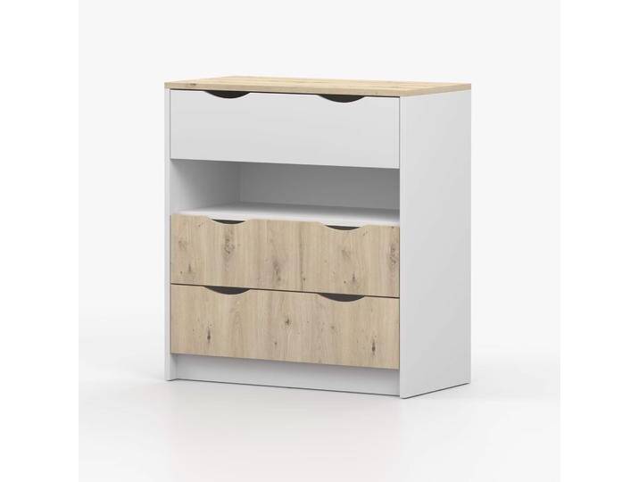 Kommode 91 x 80 x 41 cm Eiche / Weiß Meneziou 05 3 Schubladen 1 Fach zwei Schubladen und Tischplatte in Holzoptik Modernes Design Kommode 91 x 80 x 41 cm Eiche / Weiß Meneziou 05 3 Schubladen 1 Fach zwei Schubladen und Tischplatte in Holzoptik Modernes Design von easyMÖBEL