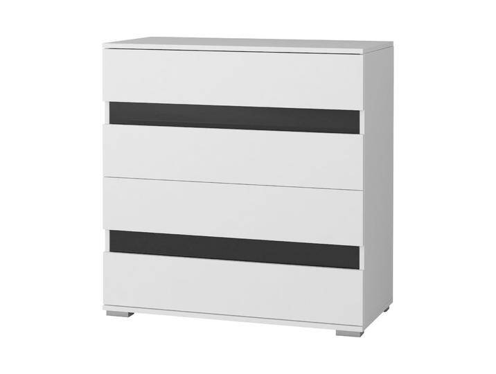 Kommode 93 x 90 x 43 cm Weiß / Schwarz Vardousia 04 4 Schubladen kratz- und feuchtigkeitsbeständige Platte schwarze Einsätze edle Opti von easyMÖBEL