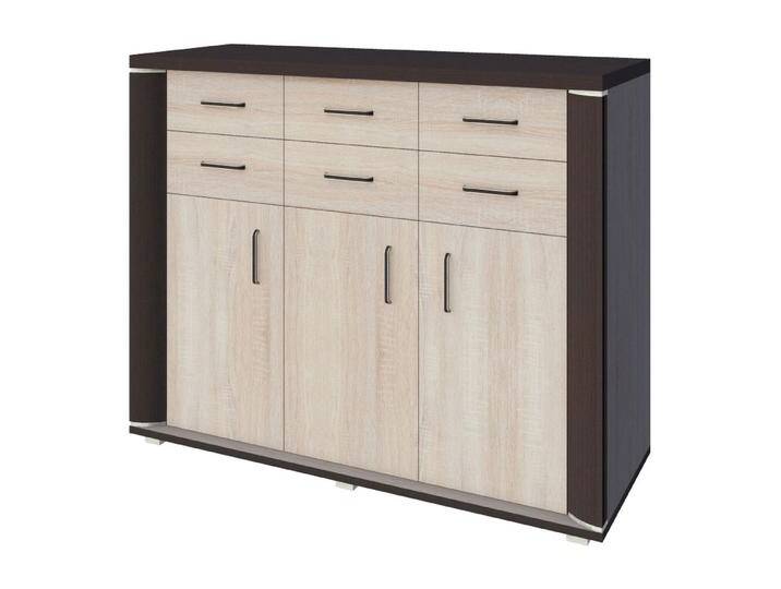 Kommode Aitape 42 Sonoma Eiche dunkel & hell 105x130x40 cm 6 Schubladen & 3 Türen Modernes Design von easyMÖBEL