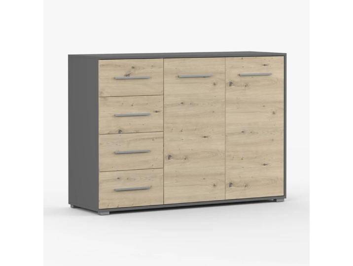 Kommode Artisan / Grau Comarca 22 96 x 135 x 45 cm 2 Türen 4 Schubladen 3 Fächer Zweifarbig Holzoptik Front in Holzoptik Staur Kommode Artisan / Grau Comarca 22 96 x 135 x 45 cm 2 Türen 4 Schubladen 3 Fächer Zweifarbig Holzoptik Front in Holzoptik Staur von easyMÖBEL