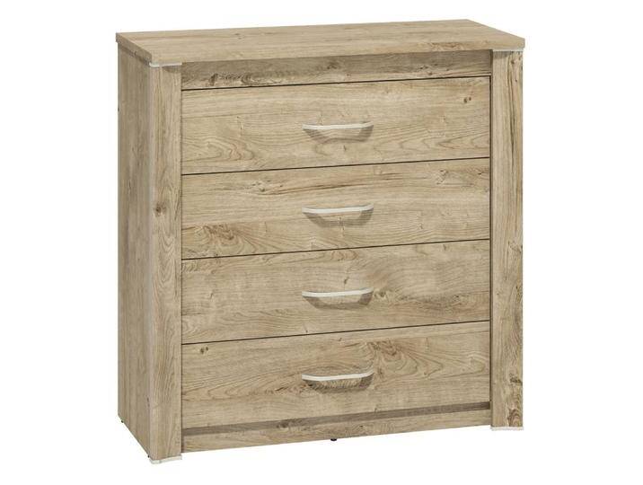 Kommode Brovst 09, Farbe: Eiche - Abmessungen: 94 x 92 x 40 cm (H x B x T), mit 4 Schubladen von easyMÖBEL