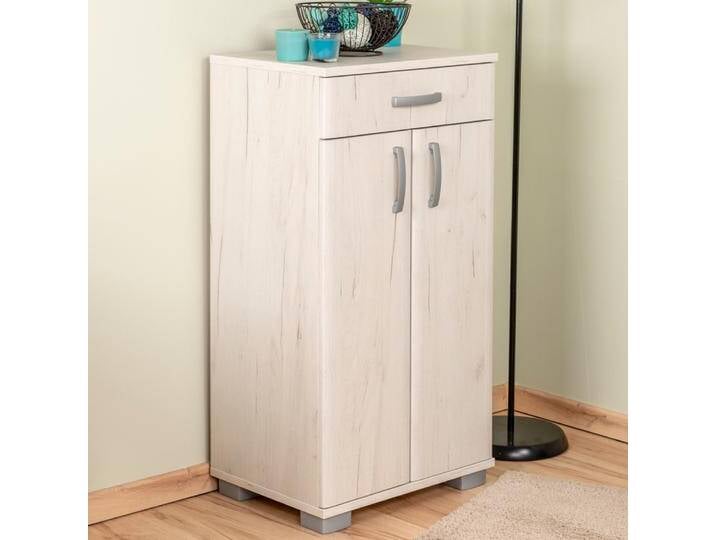 Kommode Camprodon 03, Farbe: Eiche Weiß - 95 x 50 x 37 cm (H x B x T) von easyMÖBEL