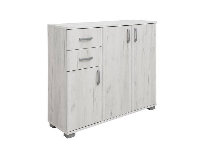 Kommode Camprodon 12, Farbe: Eiche Weiß - 95 x 113 x 37 cm (H x B x T) von easyMÖBEL