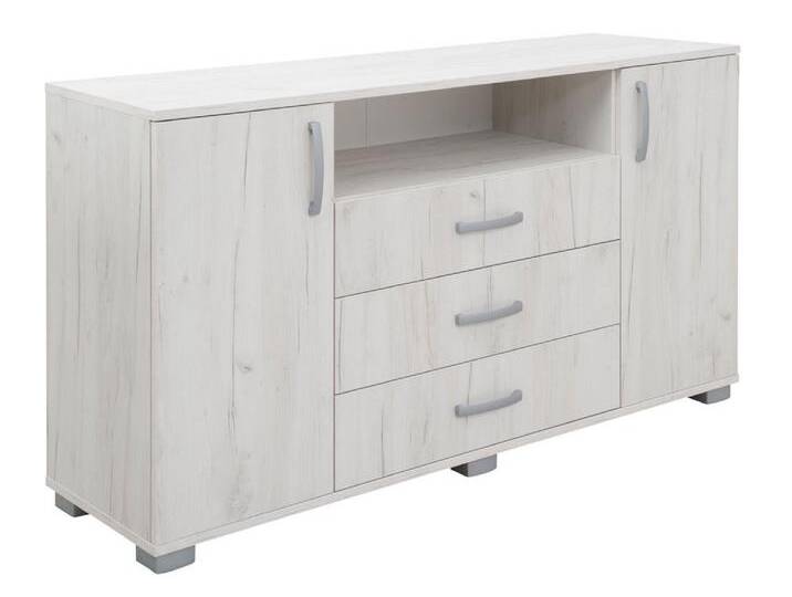Kommode Camprodon 16, Farbe: Eiche Weiß - 80 x 150 x 40 cm (H x B x T) von easyMÖBEL