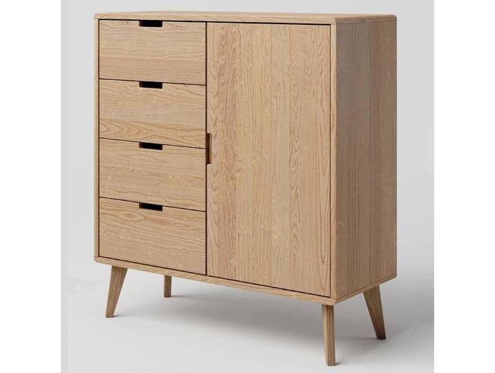 Kommode Eiche massiv natur Aurornis 38 - Abmessungen: 104 x 96 x 40 cm (H x B x T) von easyMÖBEL