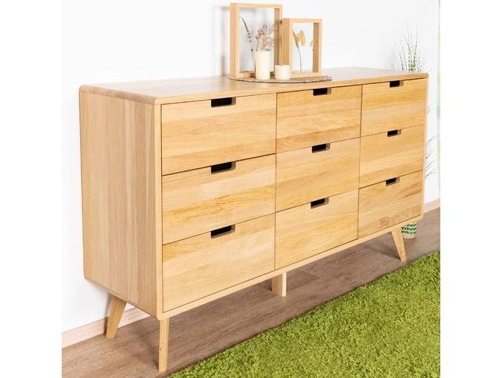 Kommode Eiche massiv natur Aurornis 40 - Abmessungen: 84 x 142 x 40 cm (H x B x T) von easyMÖBEL