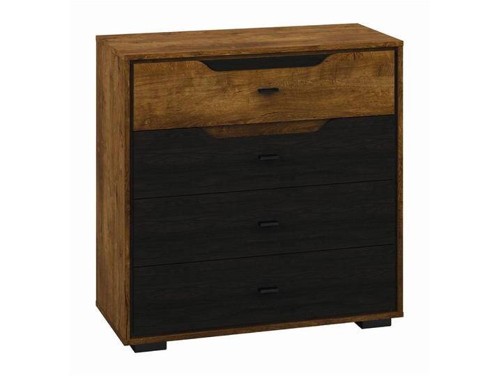 Kommode Felida 07, Farbe: Lefkas Eiche / Eiche dunkel - Abmessungen: 92 x 92 x 41 cm (H x B x T), mit 4 Schubladen von easyMÖBEL