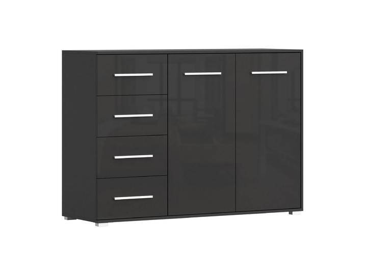 Kommode Hochglanz Schwarz Comarca 12 96 x 135 x 45 cm 2 Türen 4 Schubladen 3 Fächer Einfarbig klassisches Design eckig Stauraum Kommode Hochglanz Schwarz Comarca 12 96 x 135 x 45 cm 2 Türen 4 Schubladen 3 Fächer Einfarbig klassisches Design eckig Stauraum von easyMÖBEL