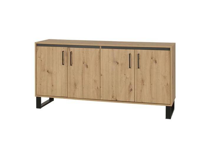 Kommode Kanel 07, Farbe: Eiche / Anthrazit - Abmessungen: 83 x 170 x 41 cm (H x B x T) von easyMÖBEL