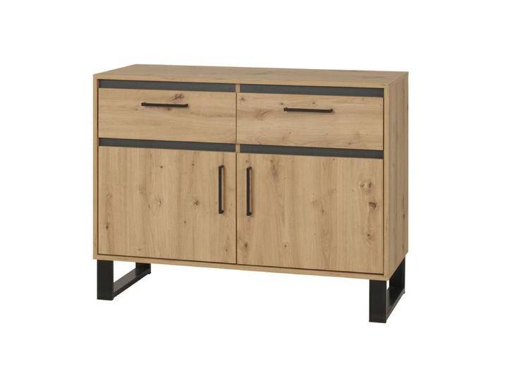 Kommode Kanel 10, Farbe: Eiche / Anthrazit - Abmessungen: 83 x 110 x 41 cm (H x B x T) von easyMÖBEL